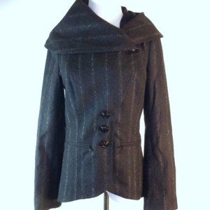 AUDREY TALBOTT CARMEL 100% WOOL blazer wide collar brocade JACKET. 4 Vintage